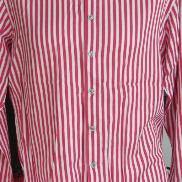 Robert Graham X Red White Stripes Contrasting Cuffs Collar Men's Shirt Sz L Read - Picture 4 of 15